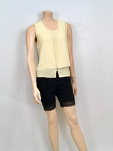 Load image into Gallery viewer, Chanel vintage 00C 2000 Cruise Resort Pastel Pale Yellow Short Sleeve Twinset Blouse Tank Top FR 36 US 4
