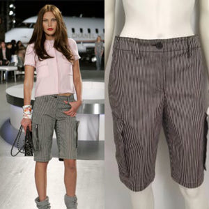 Chanel 08C 2008 Cruise Resort Pinstripe Denim Blue cargo Shorts FR 36 US 4