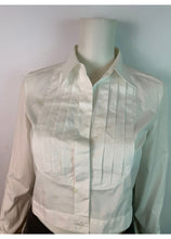 Load image into Gallery viewer, Chanel Vintage White Cotton Pleated Button Down Shirt Top Blouse Size 2