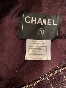 Chanel 02P 2002 Spring Maroon Tweed Jacket FR 42 US 6/8