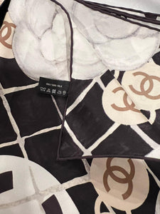 Chanel 2019 Large Silk CC Camellias Scarf
