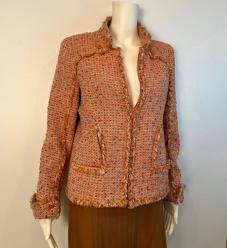 Rare CHANEL 04S Excellent Pink 2004/04s Tweed Blazer Jacket CC Buttons 36  US4