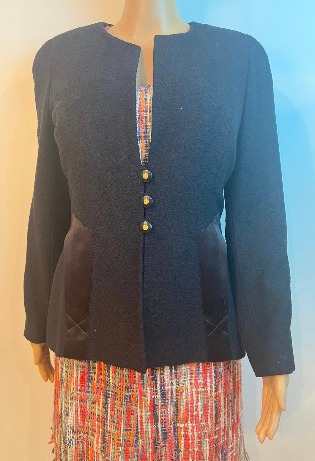 Rare Vintage Chanel 94P, 1994 Spring Runway Black Jacket Blazer FR