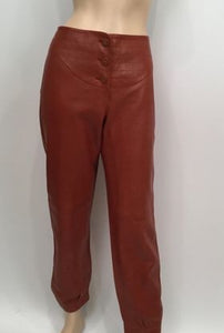 NWT New with Tags Chanel 01A, 2001 Fall Autumn Vintage Leather Pants Leggings Rust Color FR 40 US 2/4/6