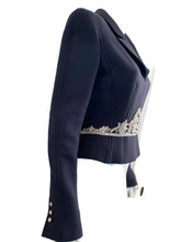 Load image into Gallery viewer, Rare Chanel 02A 2002 Fall Black Fitted Jacket with Crystal Embellishments FR 40 US 4/6