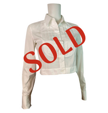 Load image into Gallery viewer, Chanel Vintage White Cotton Pleated Button Down Shirt Top Blouse Size 2