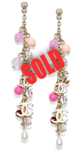 Chanel Vintage Pink CC Enamel Earrings