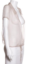 Load image into Gallery viewer, Chanel 04C 2004 Cruise Silk Chiffon Short Sleeve Sheer Drawstring Beige Ecru Blouse Top FR 36 US 2/4