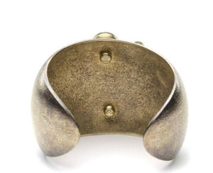 Rare Chanel 03A 2003 Fall brushed gold jeweled cuff bracelet
