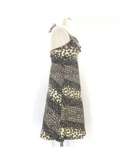 NWT Vintage Stretchy Chanel halter top swimwear 03P, 2003 Spring coverup dress beige black FR 38 US 2/4