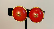 Load image into Gallery viewer, Vintage Chanel 97P 1997 Spring Oversized Coral Orange Clip On Earrings