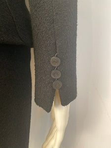 Vintage Chanel 98P, 1998 Spring black boucle wool skirt suit US 2/4