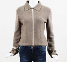 Load image into Gallery viewer, Vintage Chanel 99A 1999 Fall pullover collar wool cashmere sweater taupe brown FR 34 US 2/4