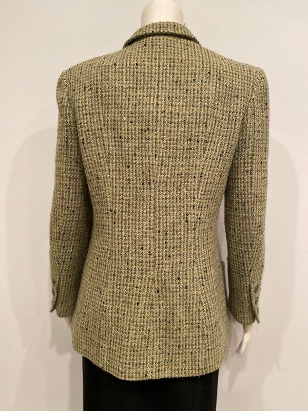 Chanel Green Bouclé Tweed Collared Blazer 60CHW-198