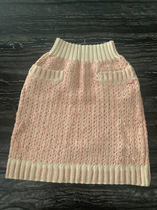 Chanel 18P 2018 Spring Pink Ivory 3 Pc Woven Cardigan Skirt Belt Skirt Set FR 36 US 4/6