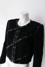 Load image into Gallery viewer, Chanel 2003 Fall 03A black Cropped Boucle Tweed Jacket FR 48 US 10/12