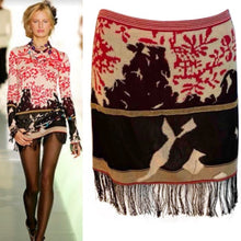 Load image into Gallery viewer, Rare Vintage Chanel 03A, 2003 Fall Fringe Tassels Floral Skirt FR 38