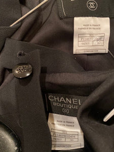 Vintage Chanel 98A, 1998 Fall black skirt suit FR 36