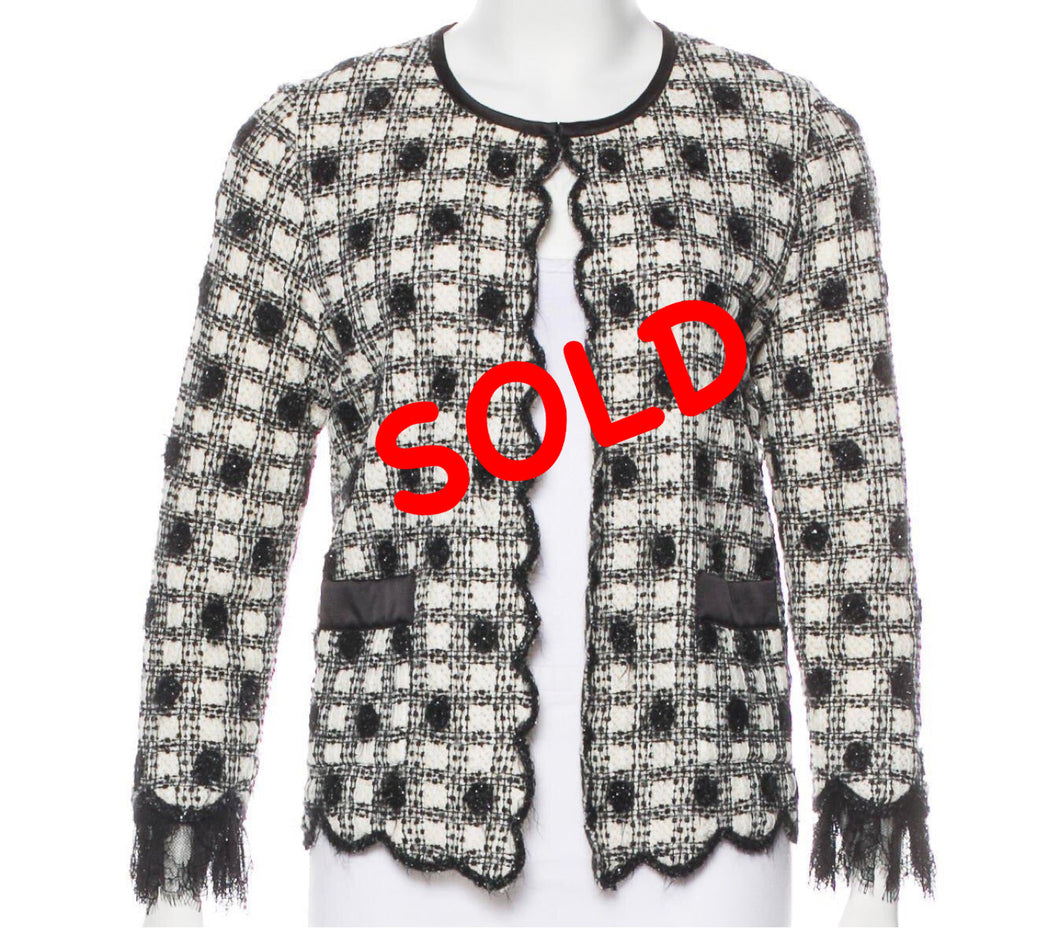 Chanel 06A 2006 Fall scalloped cotton tweed cardigan knit Sweater Jacket FR 34 US 2