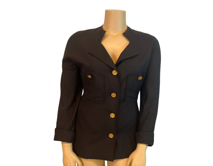 Rare Chanel Vintage 1980's Black Jacket US 10/12 – HelensChanel