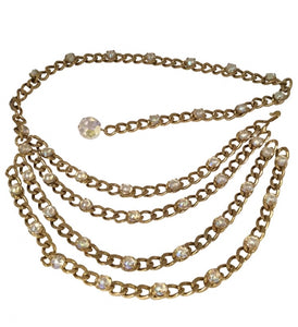 1989 Chanel Vintage Crystal MultiStrand Chain Belt Gold Metal – HelensChanel